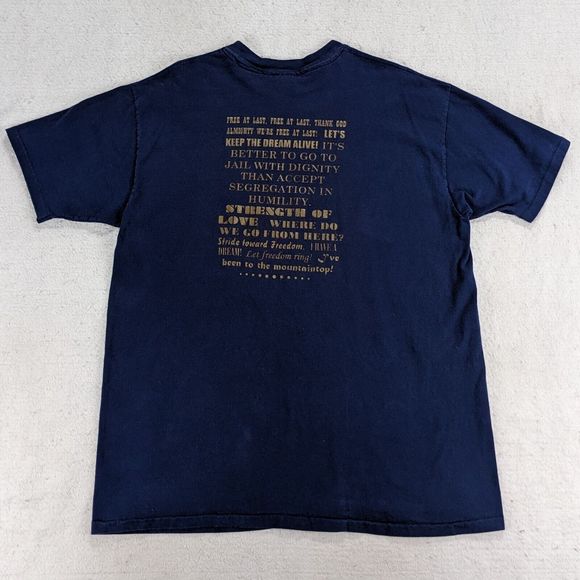 Vtg 90s Martin Luther King Jr T-Shirt Mens XXL Portrait Quote Single Stitch Blue - Picture 3 of 8